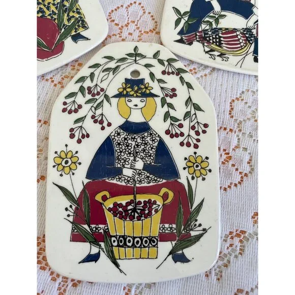 Vintage 1960s Set of 3 Wall Plates Turi Design Mons og Mille Figgjo FF Norway